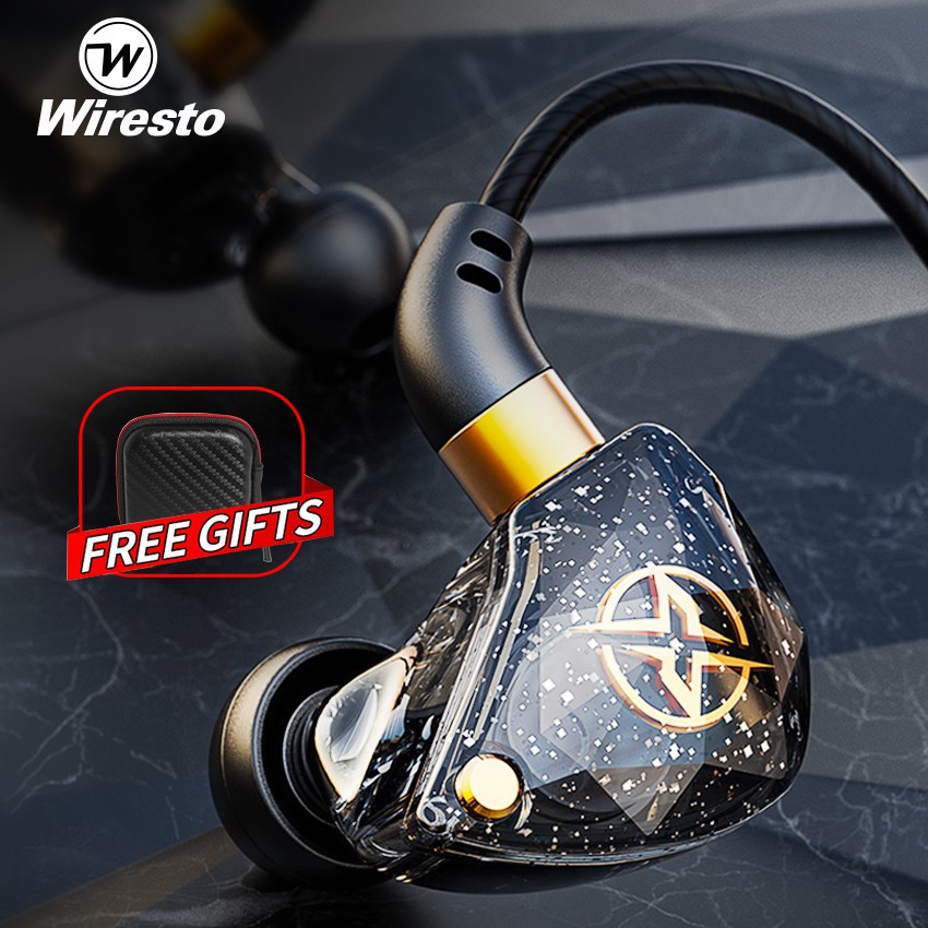 Wiresto In Ear Headphones Earphone Wired Earbuds Heavy Bass Headset Soundproof Earplugs Noise Canceling HIFI Sound Quality Subwoofer Earphone HD Microphone Wire Earphone