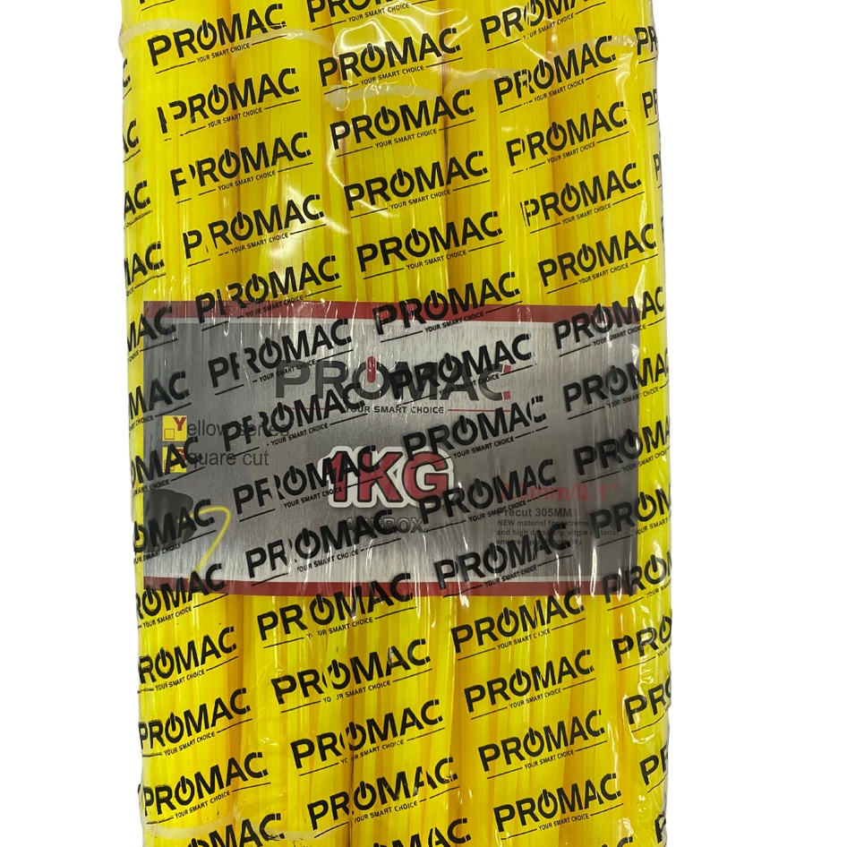 PROMAC 1KG 2.6MM PRECUT 12" LONG SQUARE YELLOW NYLON TRIMMER LINE (BUNDLE OF 5) / TALI MESIN POTONG RUMPUT WARNA KUNING
