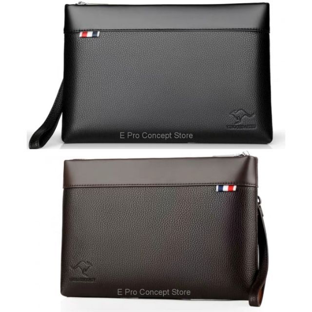 man with clutch bag