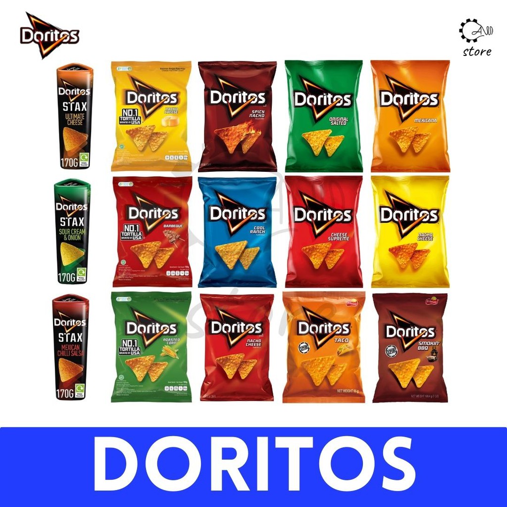 DORITOS / Tortilla Chips / Stax / Spicy Nacho / Nacho Cheese / BBQ ...