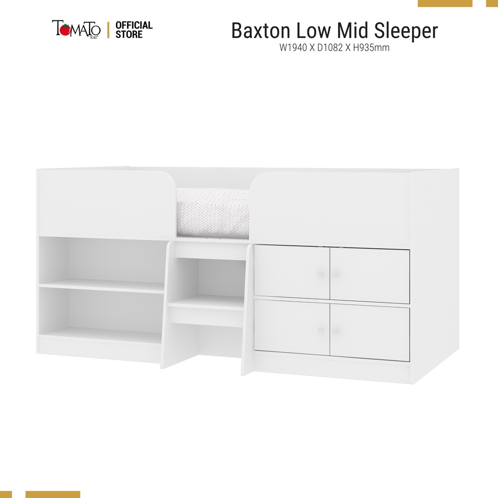 Low Mid Sleeper Baxton Series Kids Bed Bunk Bed With Storage 1 Color