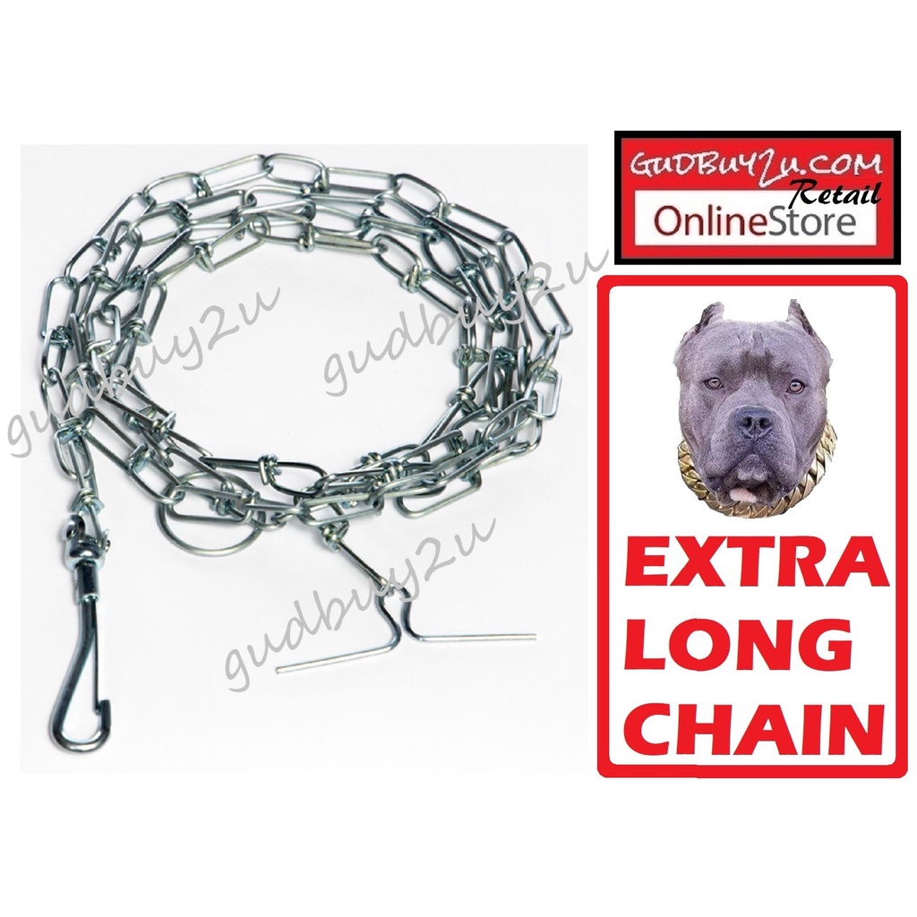 H. DUTY EXTRA LONG GALVANIZED DOG CHAIN LEASH ANIMAL CHAIN RANTAI ANJING HAIWAN ANTI CHEW METAL / CHOKE CHAIN COLLAR