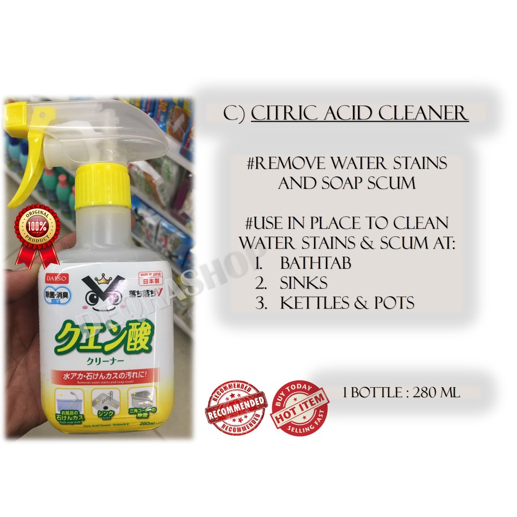 Ready Stock!!!🔥🔥Daiso CITRIC ACID CLEANER Easy Cleaner 280ml🔥VIRAL