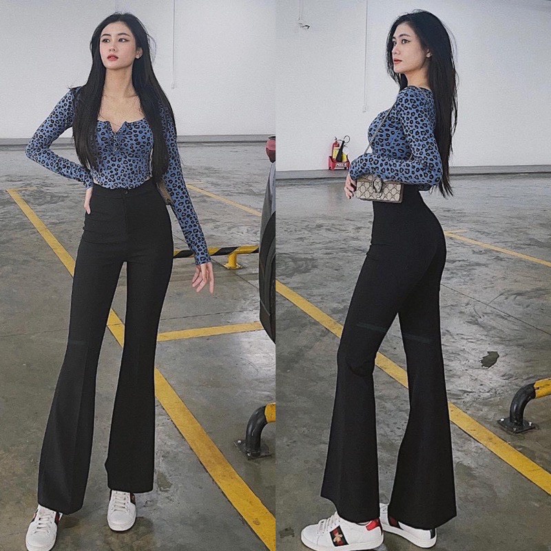 Super Bossy Multi-Colored 1-Button High-Waist Flared Pants MA801