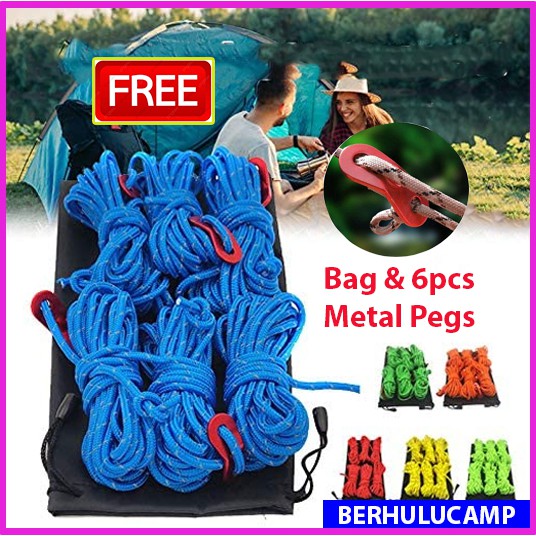 Wind Rope 6Pcs/Set Reflective Tent Wind Rope Camping String 4mm ...