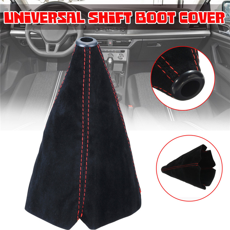 Car Gear Shift Collars Covers Red/Black/Yellow/Blue Suede PU Leather Gear Stick Shift Shifter Knob Cover Boot Gaiter