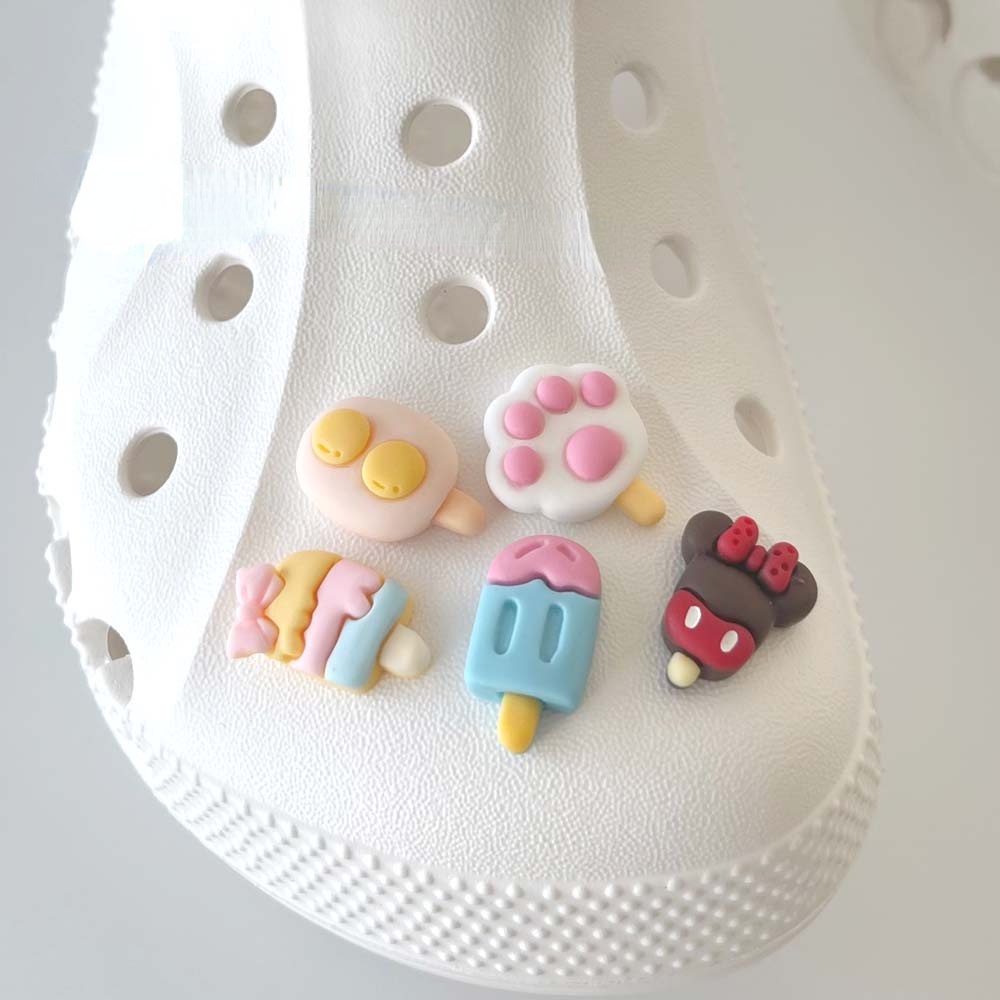 Ice Cream Bar (Blue Bar / Cat Foot Bar / Mochi Bar / Mickey Bar / Sarr Bar) Button Shoe Cute Croc Charms Decorations Accessories Shoes Charm Crocs Jibbitz Shoes Diy Charms Sneaker