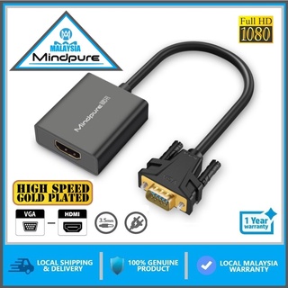MINDPURE(AD031) HDMI TO VGA / VGA to HDMI/ DVI to HDMI / DVI to VGA Converter with Audio and Power -25cm