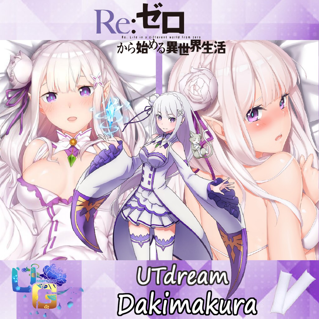 Utdream Emilia Dakimakura Pillowcase Emilia Tan Re Zero Anime Dakimakura Shopee Malaysia