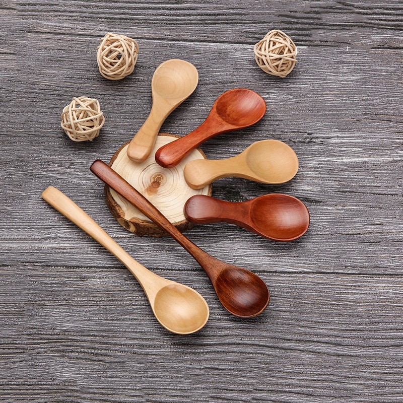 Natural Wooden Spoon Tea Honey Coffee Condiment Salt Sugar Spoon Cooking Tools Kitchen Gadgets