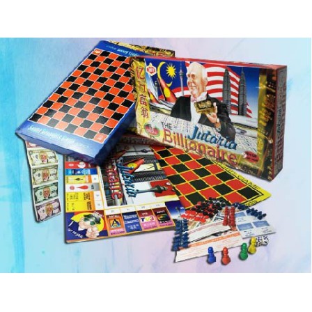 二合一经典桌游亿万富翁 中文版 国际跳棋2 In 1 Jutaria Billionaire And Draughts Classic Board Game