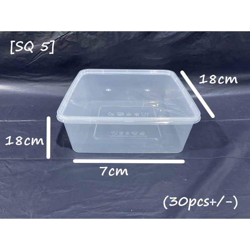 SQ5 Square Plastic Container With Lid 30pcs+/ READY STOCK