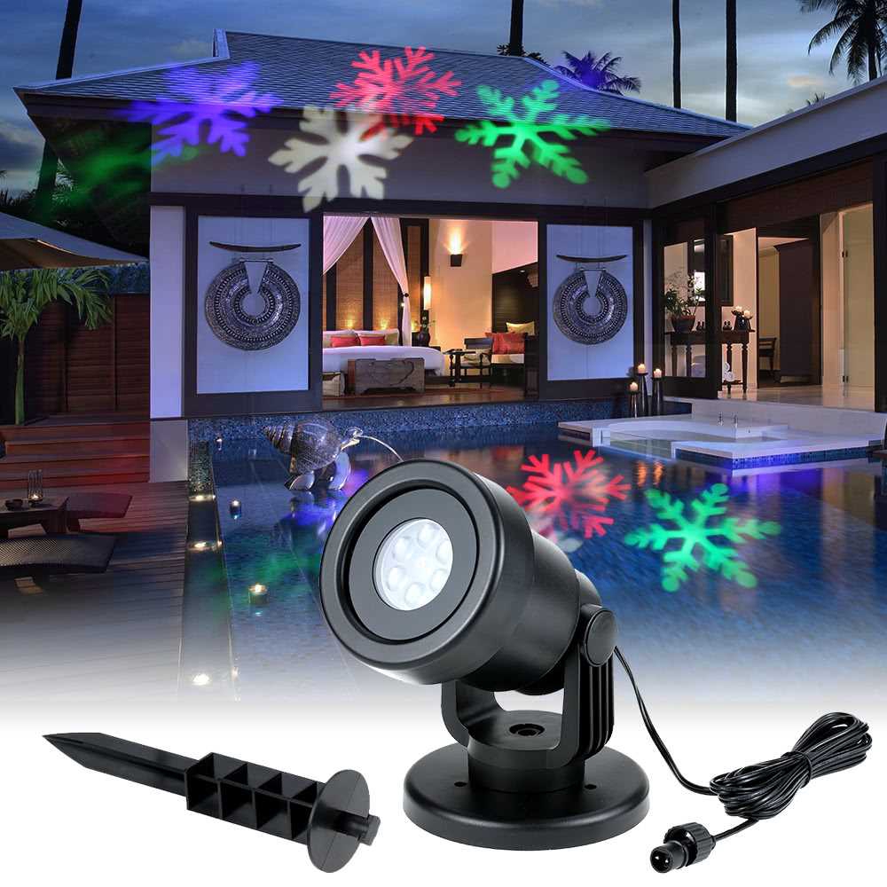 Dynamic Snowflake Film Projector Light with Replaceable Base Pattern Decoration