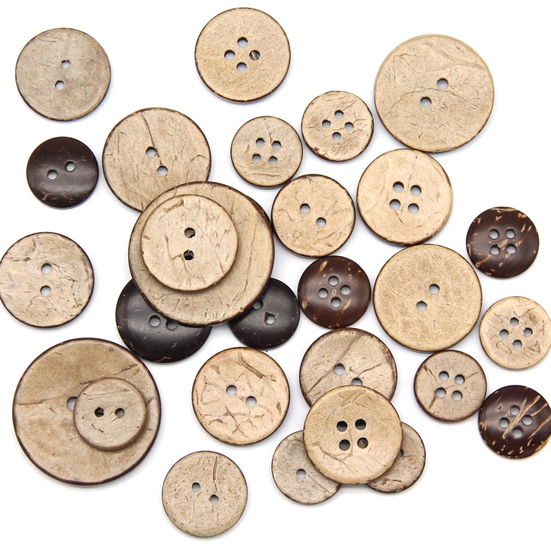 2/4 Holes Natural Eco-friendly Coconut Shell Wood Buttons for Clothing Decorative Brown Wooden Button 9/10/11/13/15/20/23/25/30mm