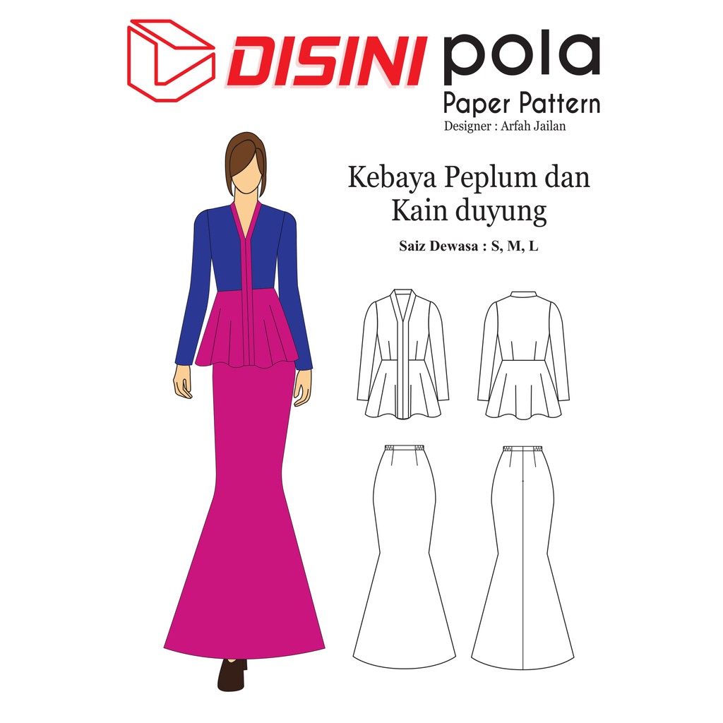  Pola  Pakaian Baju  Kebaya  Peplum dan Kain Duyung 