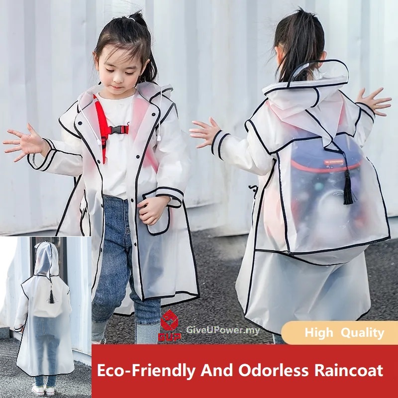 Kids Children Raincoat Transparent Backpack EVA Rain Gear Rain Coat Rainproof Poncho Rain Cup