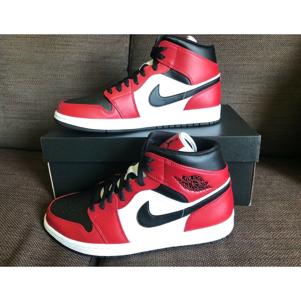 Nike Air Jordan 1 Retro Mid Chicago Toe Red White Black All size 39-45 |  Shopee Malaysia