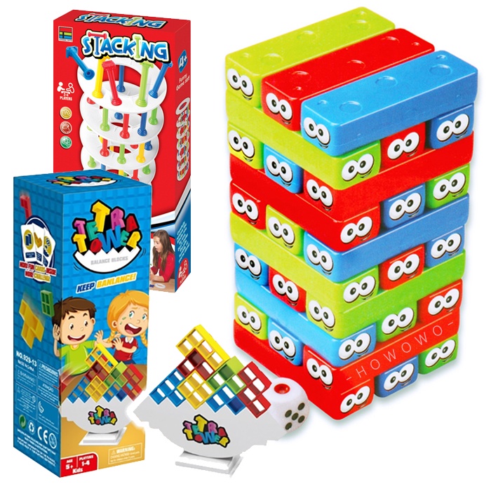 Caterpillar Stacker Puzzle Swing Building Block Balance Cylindrical Party Swinger Board Game