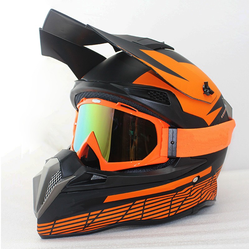 motocross helmet and goggles