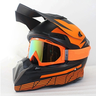 dirt bike helmet and goggles