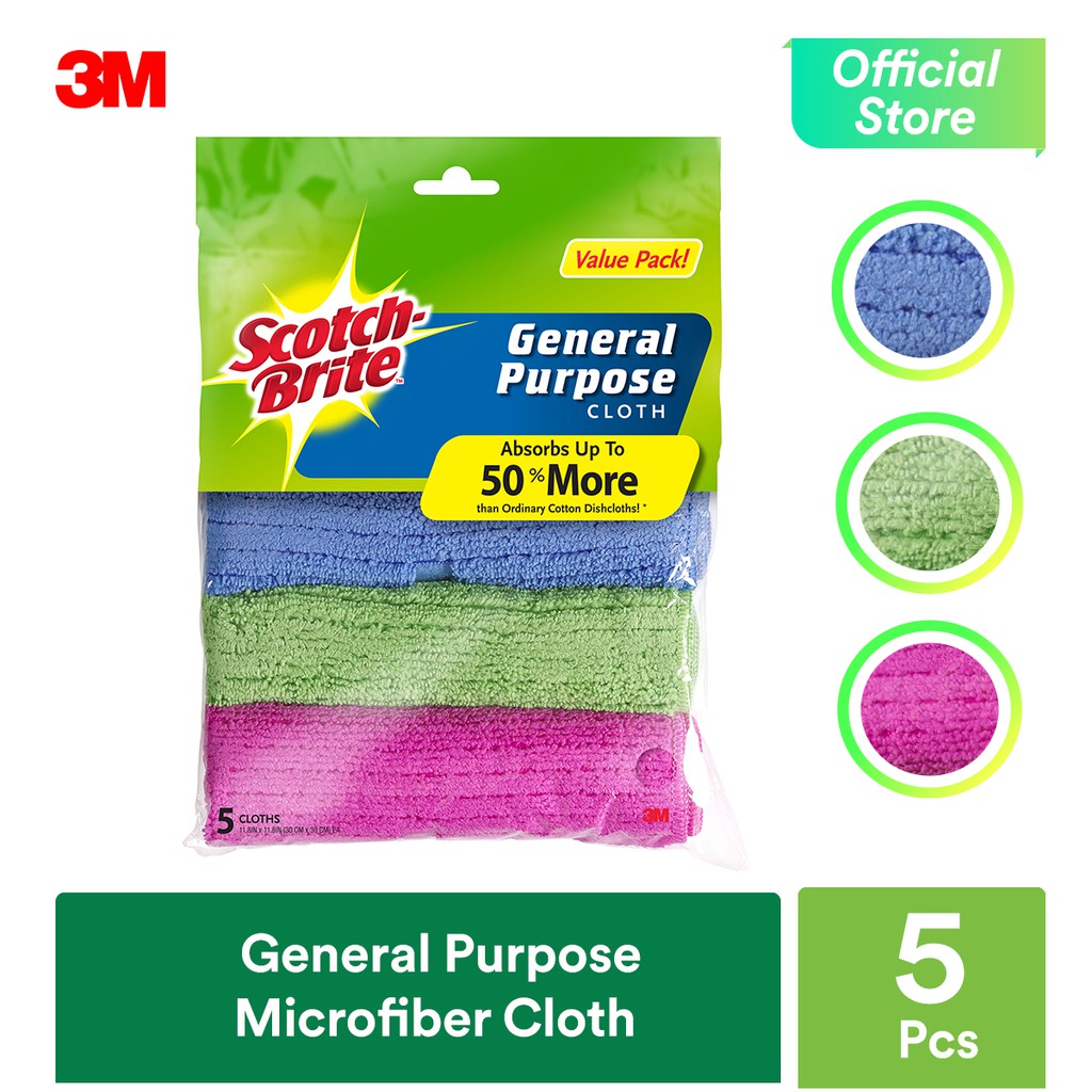 3M ScotchBrite General Purpose Microfiber Cloth Value Pack (5 Pcs/Pack