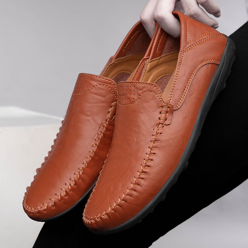 Ready Stock Kasut Lelaki Kulit Kasual Loafers Slip On Leather Fesyen Kasut Memandu Lembut 9156