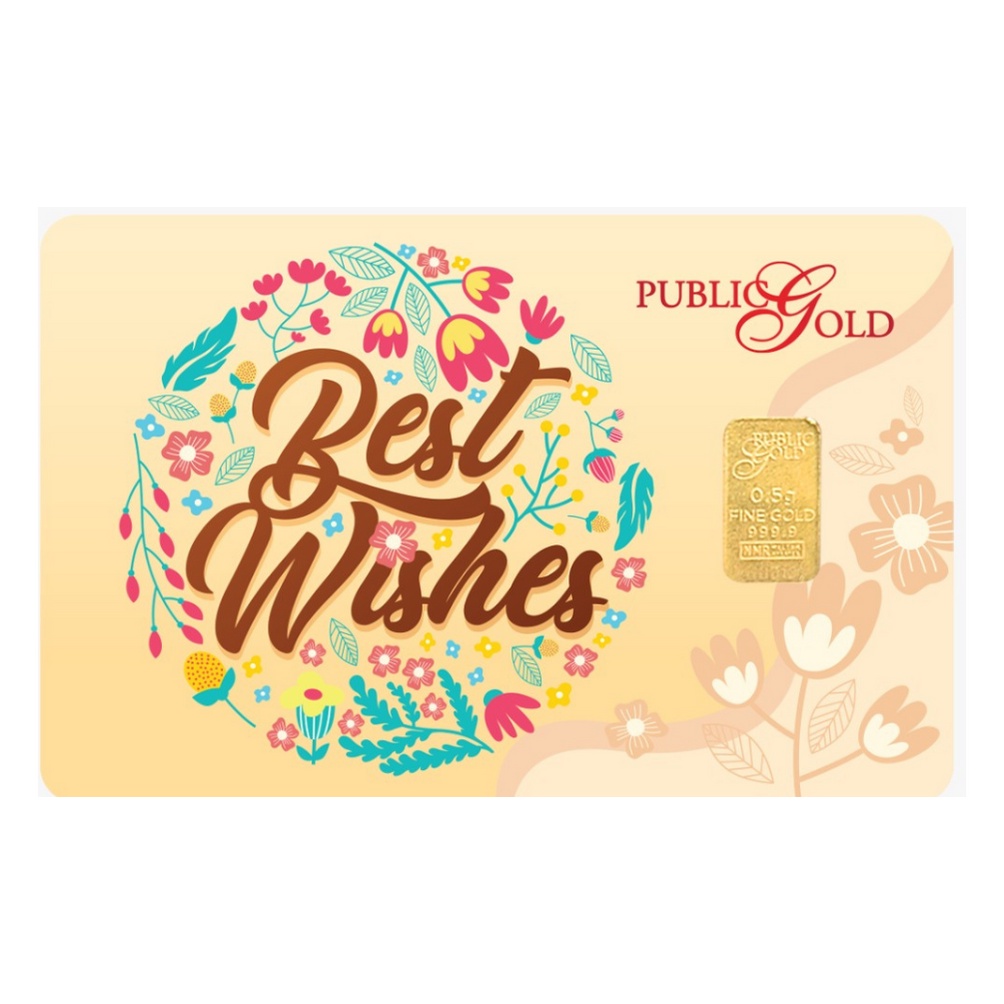 READY STOCK : Public Gold Bullion Bar PG 0.5g (Au 999.9) 24K - Best Wishes V2