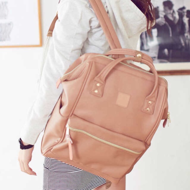 anello pink leather backpack