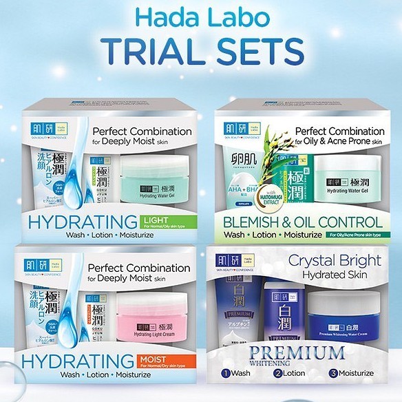 Hada Labo Trial Set Premium Whitening Hydrating Light Or Moist Blemish Oil Control