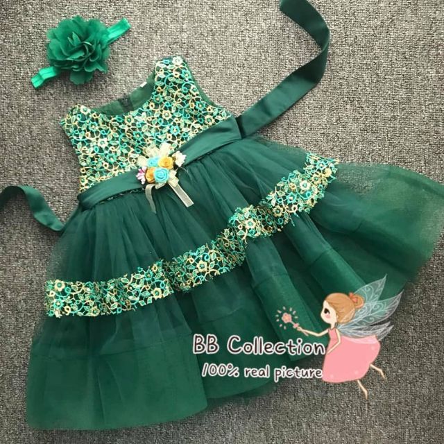 emerald green baby dress