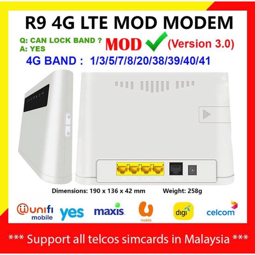 Buy R9v3 Modem Home Sim Modem Wifi Modified Same As 10 15 4x4mimo Built In Antenna Support All Telco Seetracker Malaysia