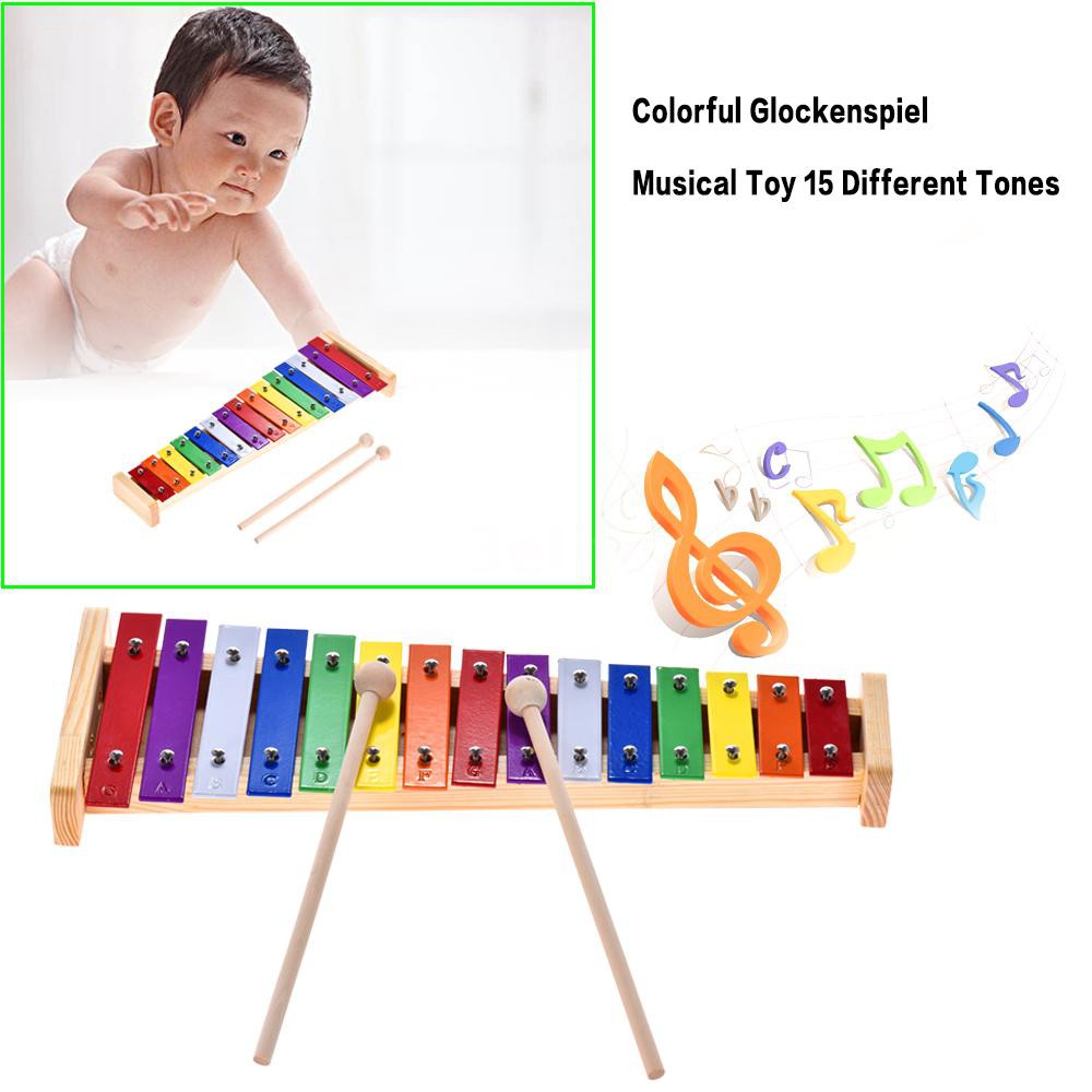 ammoon Musical Xylophone Piano Wooden Instrument for Children Kids Baby Music Educational Toys with 2 Mallets