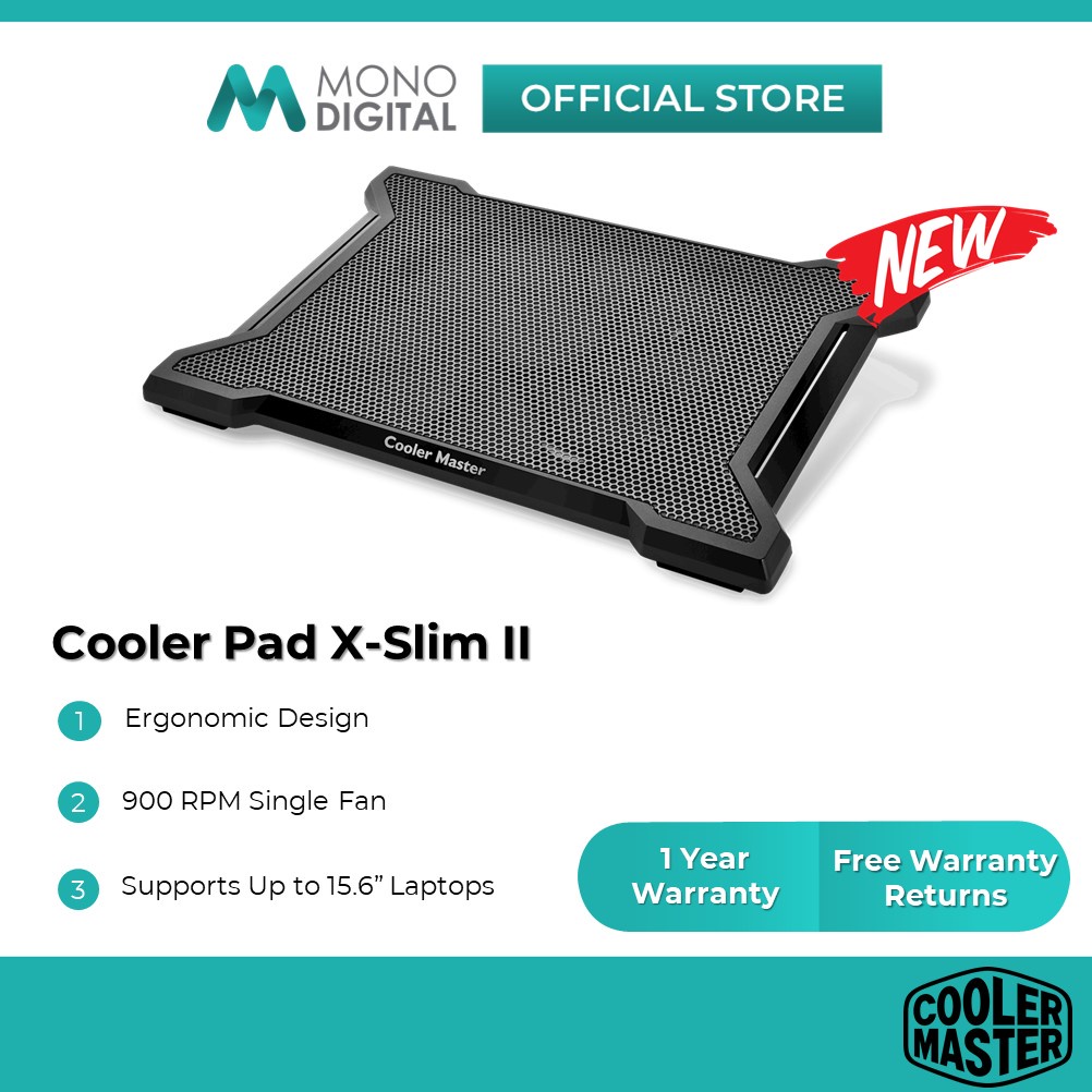 Cooler Master X-Slim II NotePal Laptop Cooler Pad with 200mm Silent Fan, Support Up to 15.6" Notebook (R9-NBC-XS2K-GP)