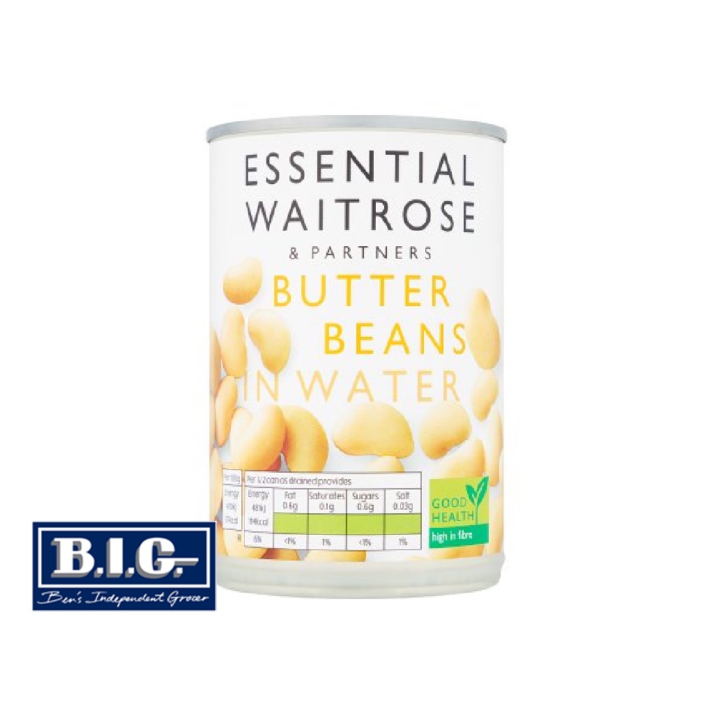 Waitrose Essential Butter Beans In Water 400g (EXP Feb 2025) Shopee