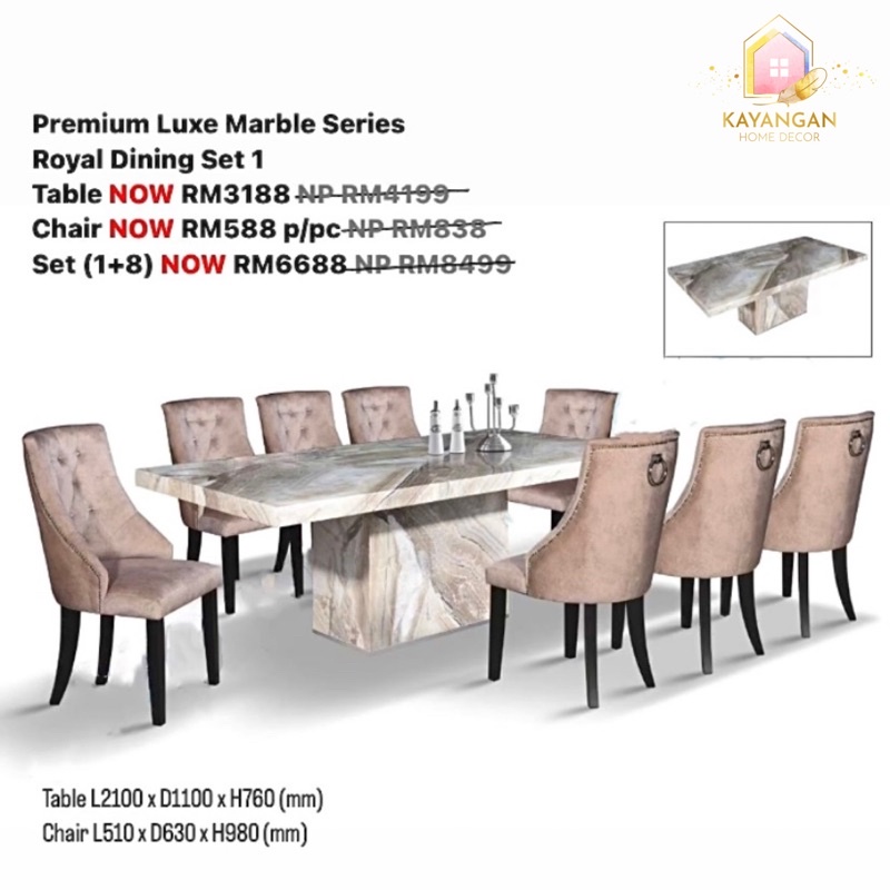 [FREE SHIPPING] Premium Luxe Marble Royal Dining Set I Marble Dining ...
