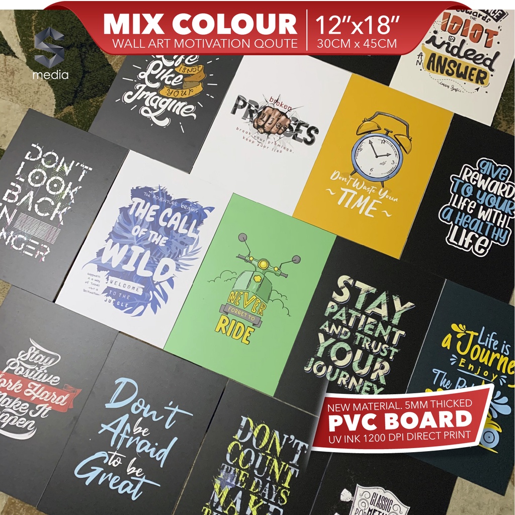 Quotes Frame MIX COLOUR Nordic Modern Style Home Decor Inspiration Motivational Wall Art Poster Board