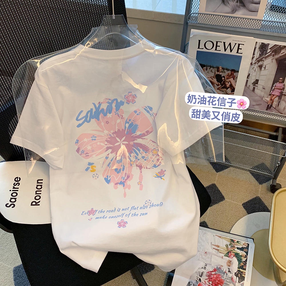 50190 Summer New Style Round Neck Printed Short-Sleeved T-Shirt Top
