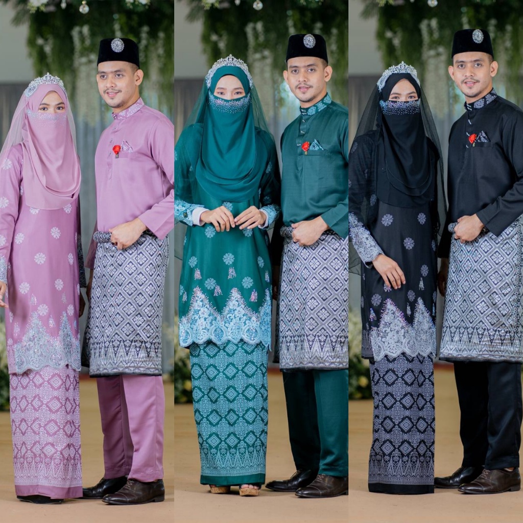 Full Set Baju Kahwin/Nikah/Sanding/Tunang Walinong Sari Couple Set Dark ...