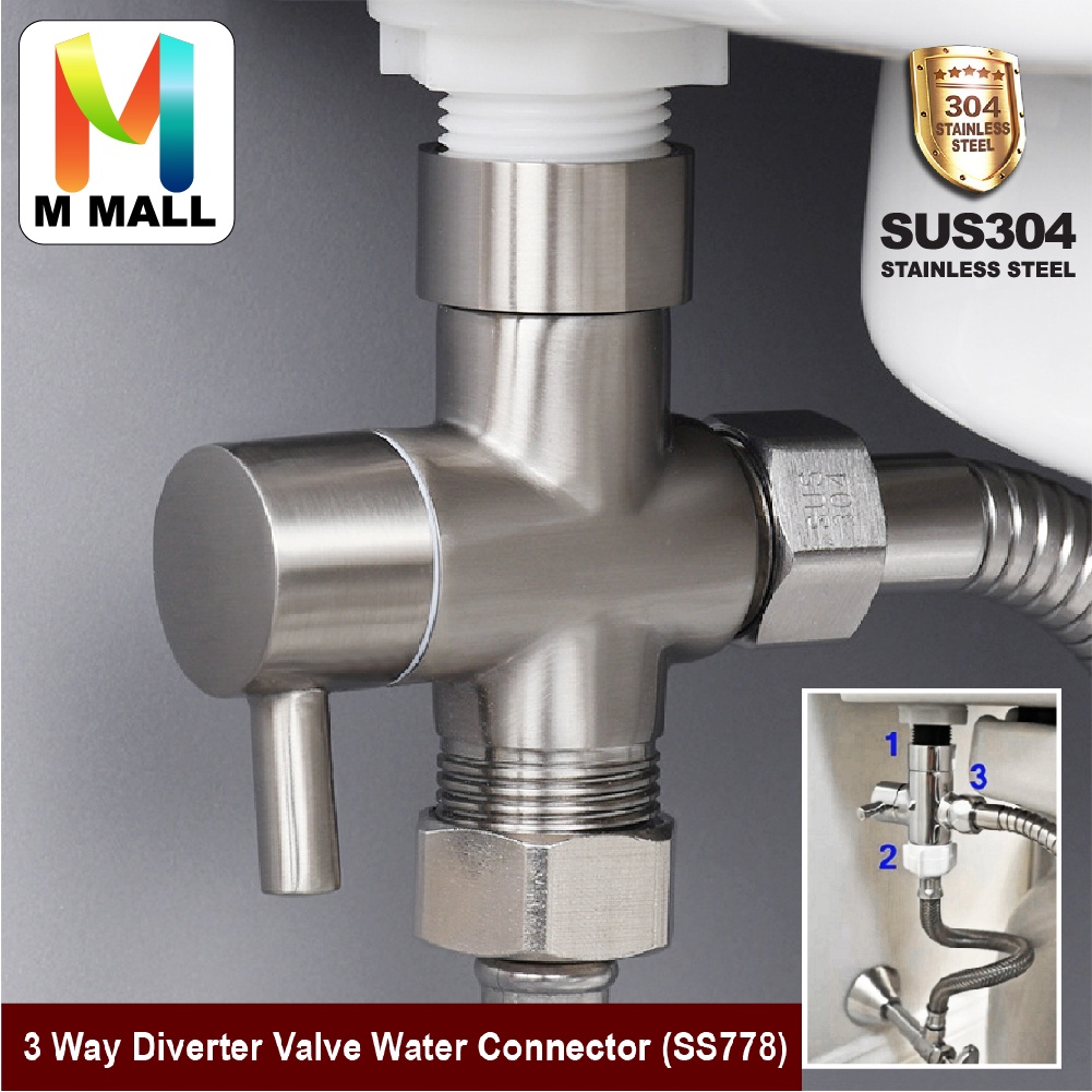 MCPRO SUS304 Bathroom Accessories 3 Way Diverter Valve Water Connector Shower Head Valves SS778