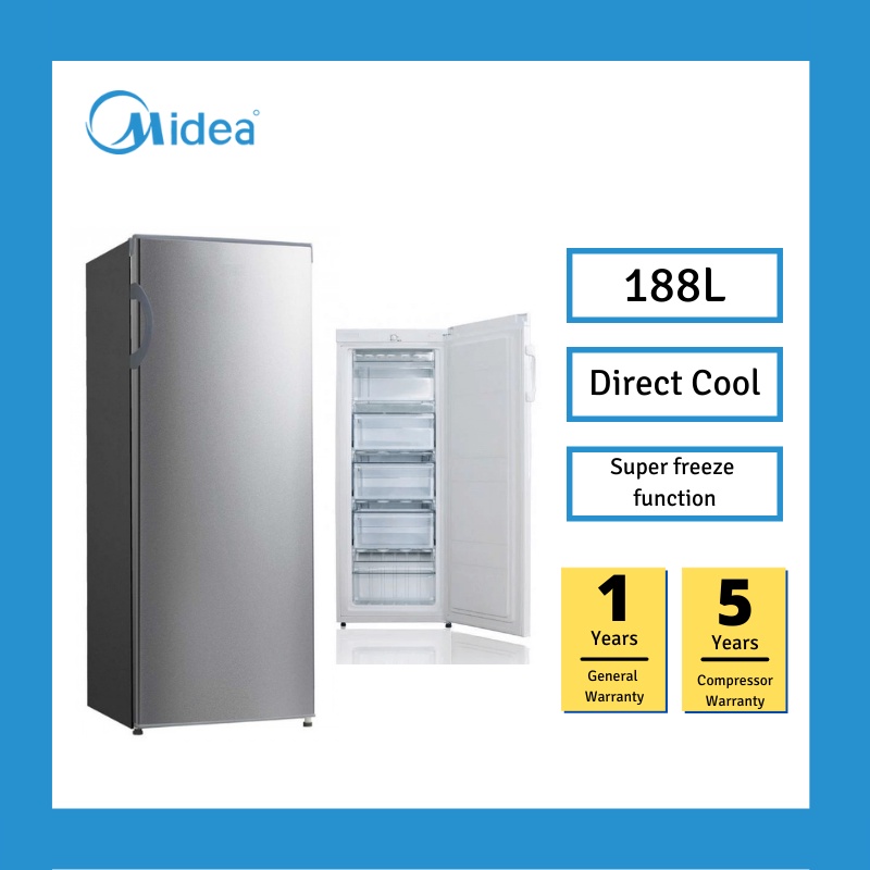 Midea MUF-208SD 188L Upright Freezer / Super Freezer /Reversible Door ...