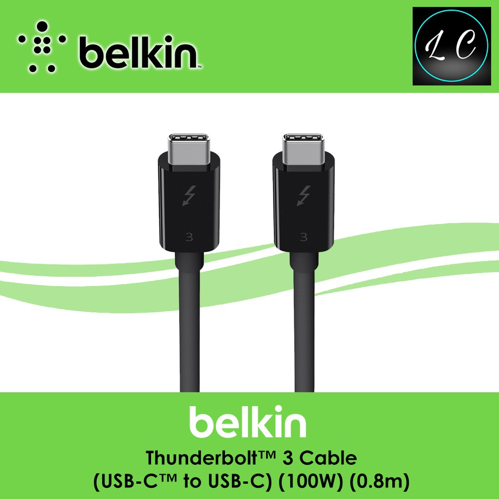 Belkin Original Thunderbolt 3 Cable 0.8 Meter (USB-C to USB-C) (100W) (0.8M) (USB Type-C)  F2CD084bt0.8MBK