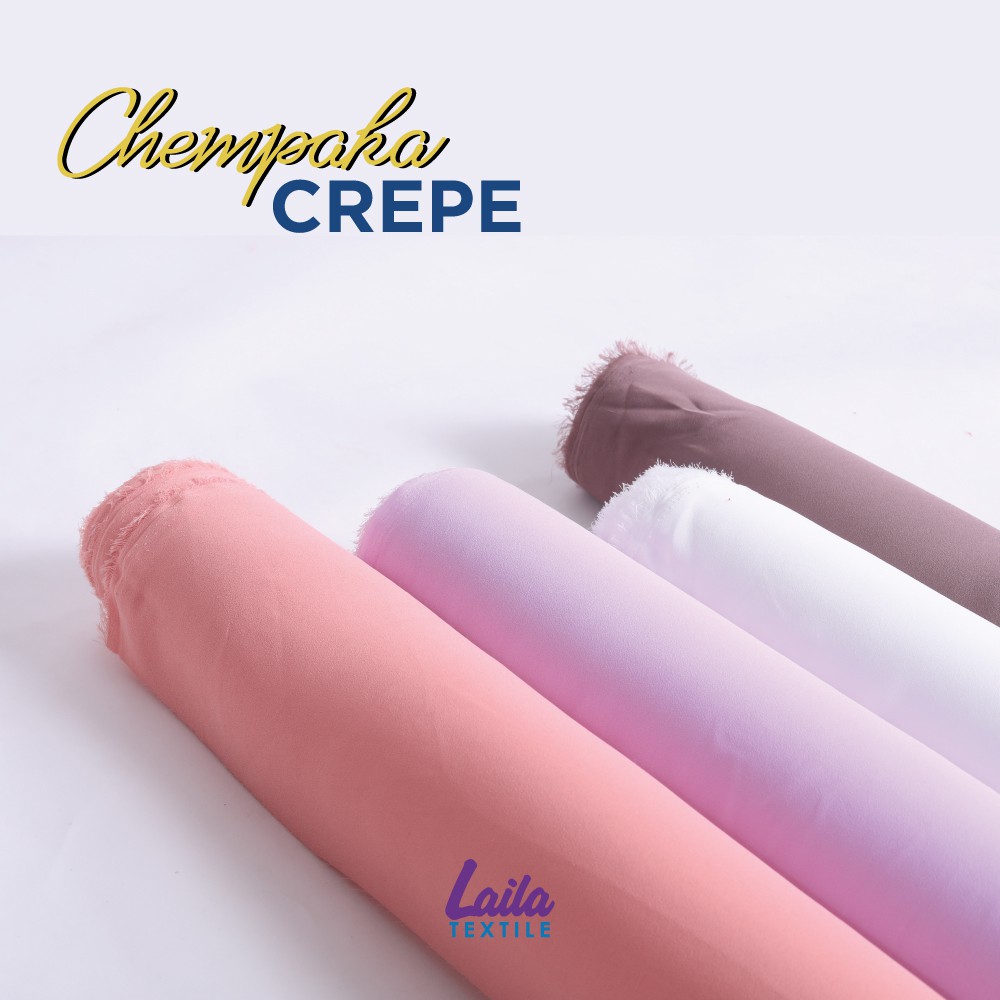 0.5 meter | Crepe | Kain Pasang Crepe | Bidang 60 | Cempaka Crepe Plain Series 1 | Laila Textile