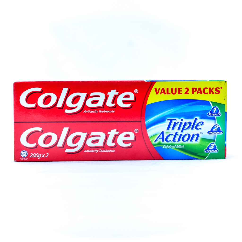 Colgate Anticavity Toothpaste Triple Action Original Mint (175g x 2 ...