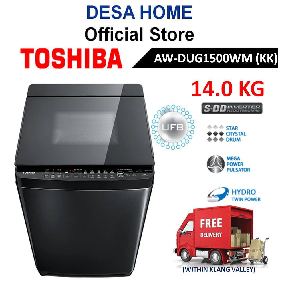 [FREE DELIVERY WITHIN KL] TOSHIBA Inverter Top Load Washer (14kg) AW-DUG1500WM KK
