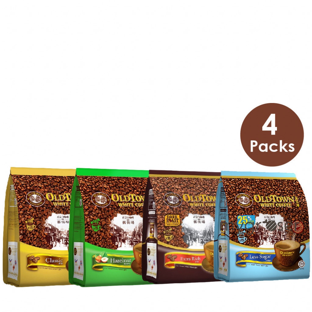 OLDTOWN White Coffee 3in1 Instant Premix White Coffee All Flavors (15sticks X 4 Packs)