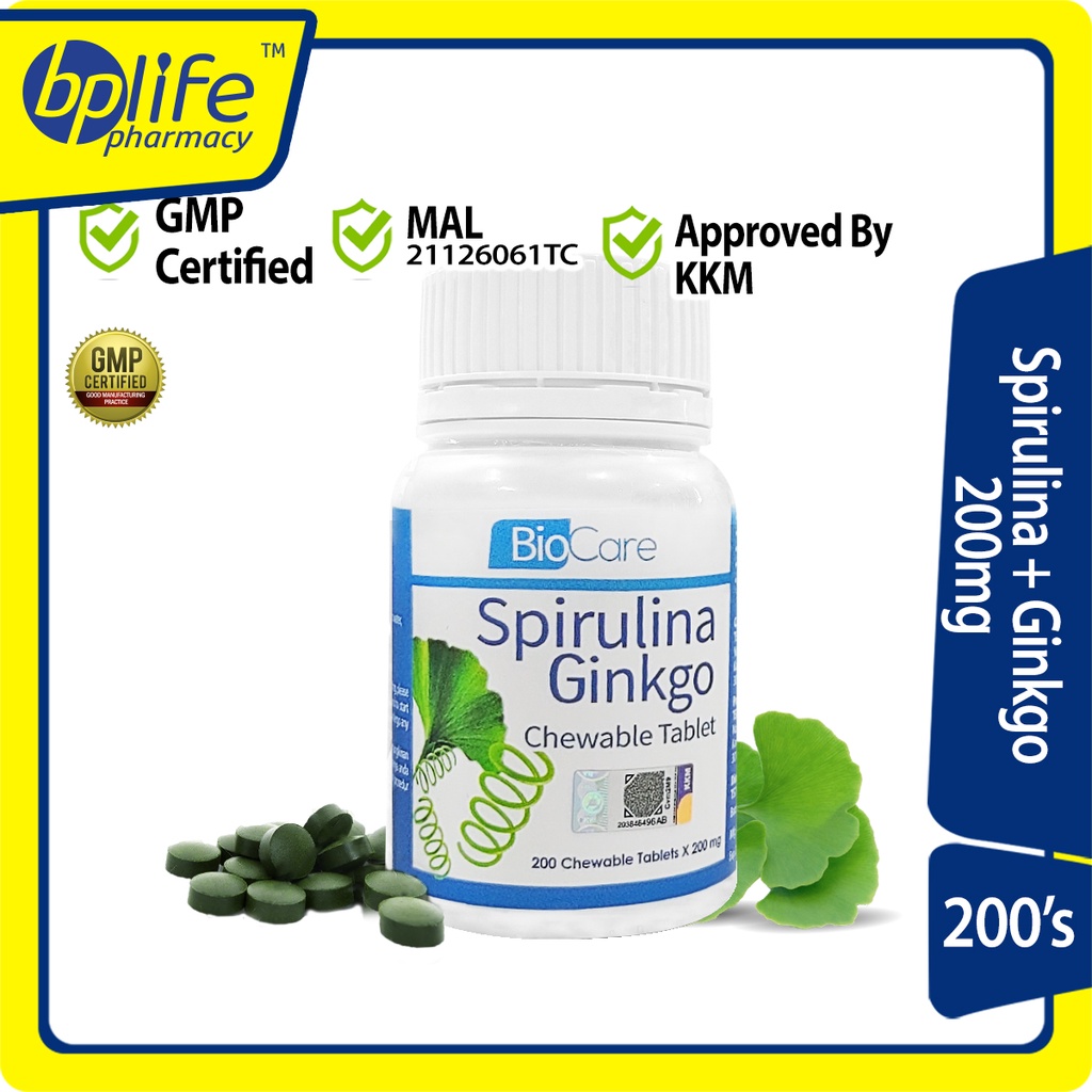 Biocare Spirulina Ginkgo 200mg x 200 Tablets Shopee Malaysia