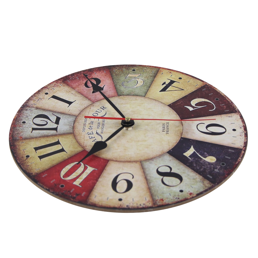 Wooden Wall Clock Modern Vintage Rustic Shabby Chic Home Office Cafe Decor Shopee Malaysia