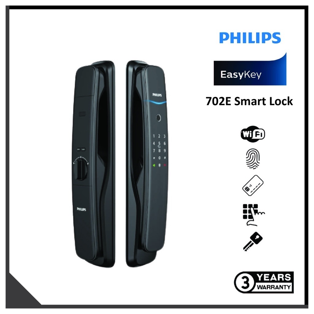 Philips Digital Lock Easy Key 702e Series, (FREE GIFT 1 unit LED Thermos) Includes Installation*