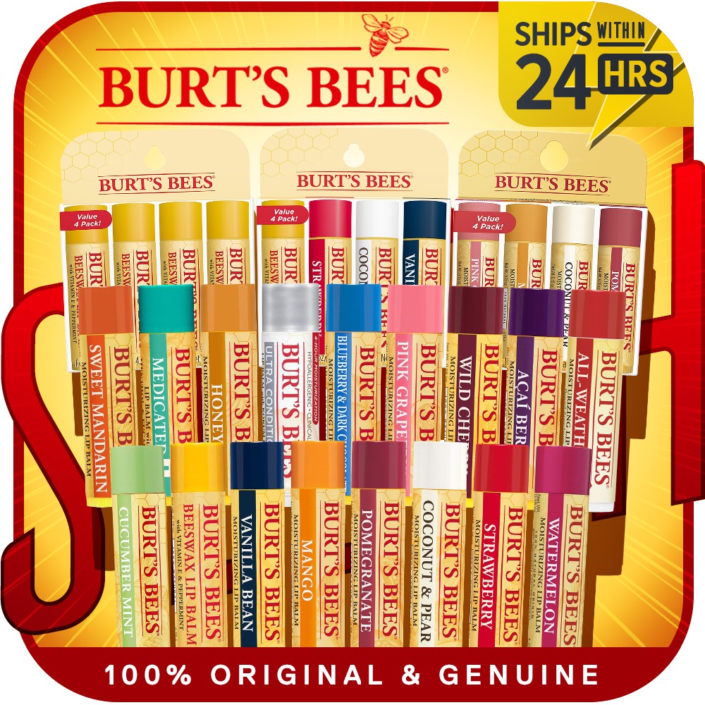 BURT S BEES 100 Natural Moisturizing Lip Balm Variety Flavors
