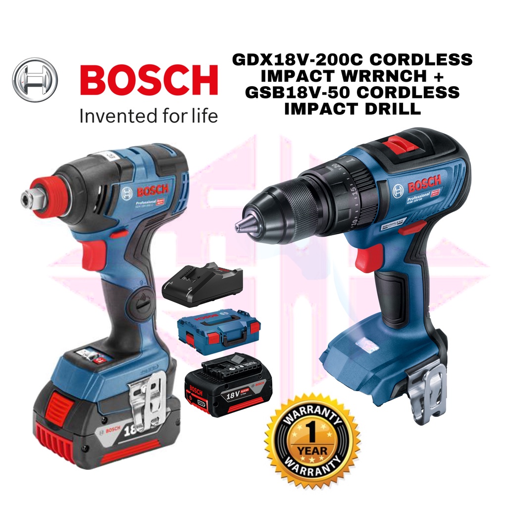 BOSCH Combo Set GDX 18V200C Cordless Impact Wrench / Driver & GSB 18V